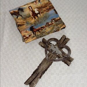 Western Horse Print pillow case with Rustic Cross Decor